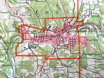 Antique Jefferson County, Pennsylvania 1974 Geological Survey Map – Brookville, Punxsutawney, Big Run, Reynoldsville, Brockway Sykesville PA