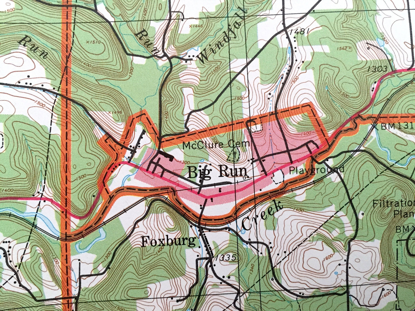 Antique Jefferson County, Pennsylvania 1974 Geological Survey Map – Brookville, Punxsutawney, Big Run, Reynoldsville, Brockway Sykesville PA