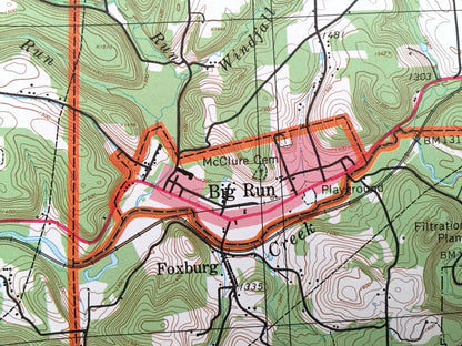 Antique Jefferson County, Pennsylvania 1974 Geological Survey Map – Brookville, Punxsutawney, Big Run, Reynoldsville, Brockway Sykesville PA