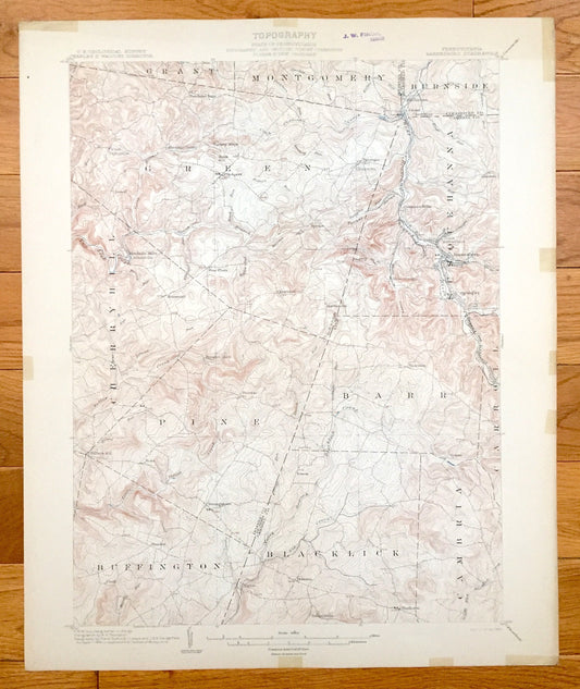 Antique Barnesboro, Pennsylvania 1904 US Geological Survey Topographic Map – Cambria County, Montgomery, Grant, Susquehanna, Carroll, Green