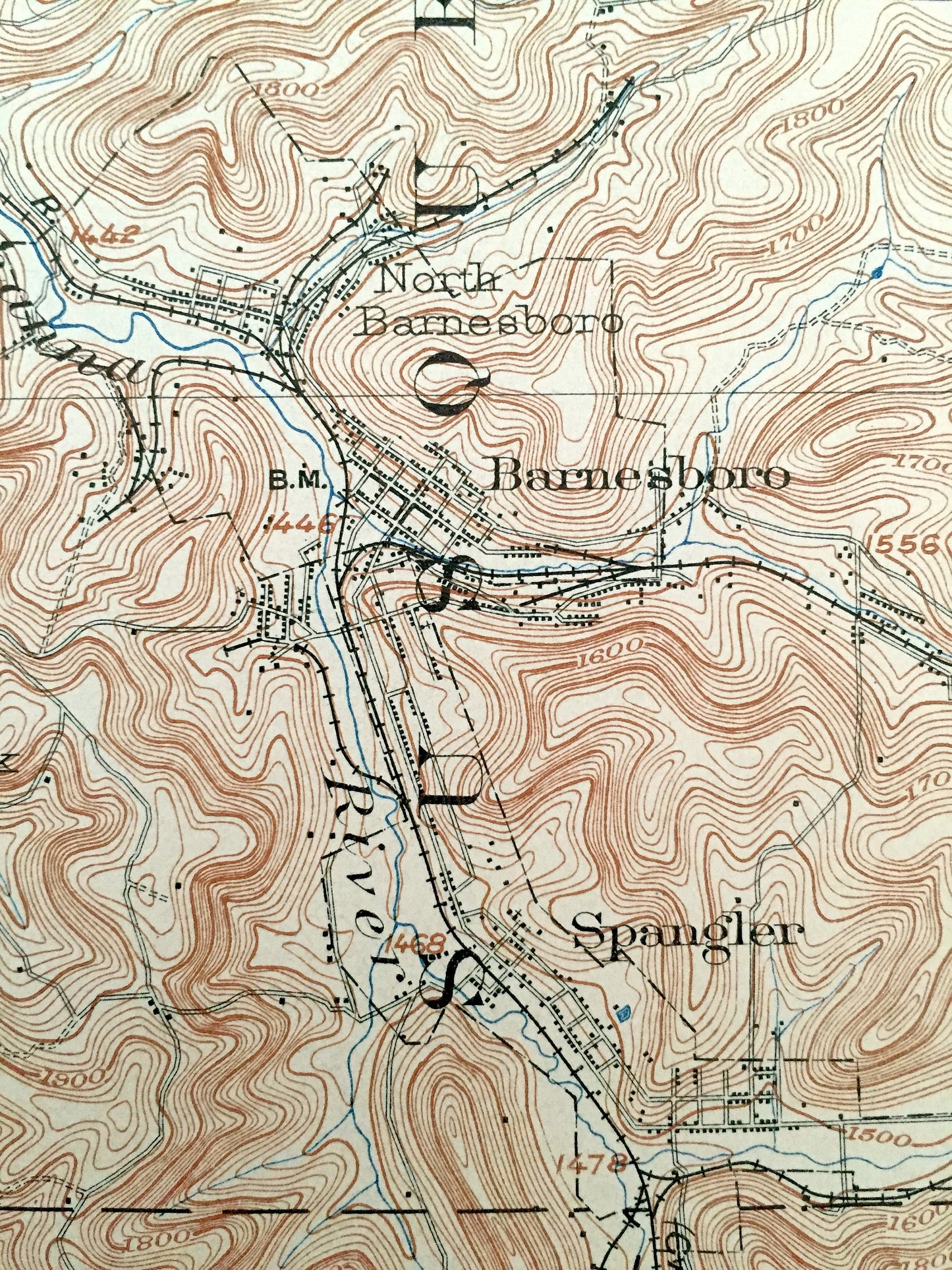 Antique Barnesboro, Pennsylvania 1904 US Geological Survey Topographic Map – Cambria County, Montgomery, Grant, Susquehanna, Carroll, Green