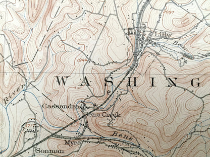 Antique Ebensburg, Pennsylvania 1904 US Geological Survey Topographic Map – Cambria County, Allegheny, Logan, Portage, Munster Summerhill PA