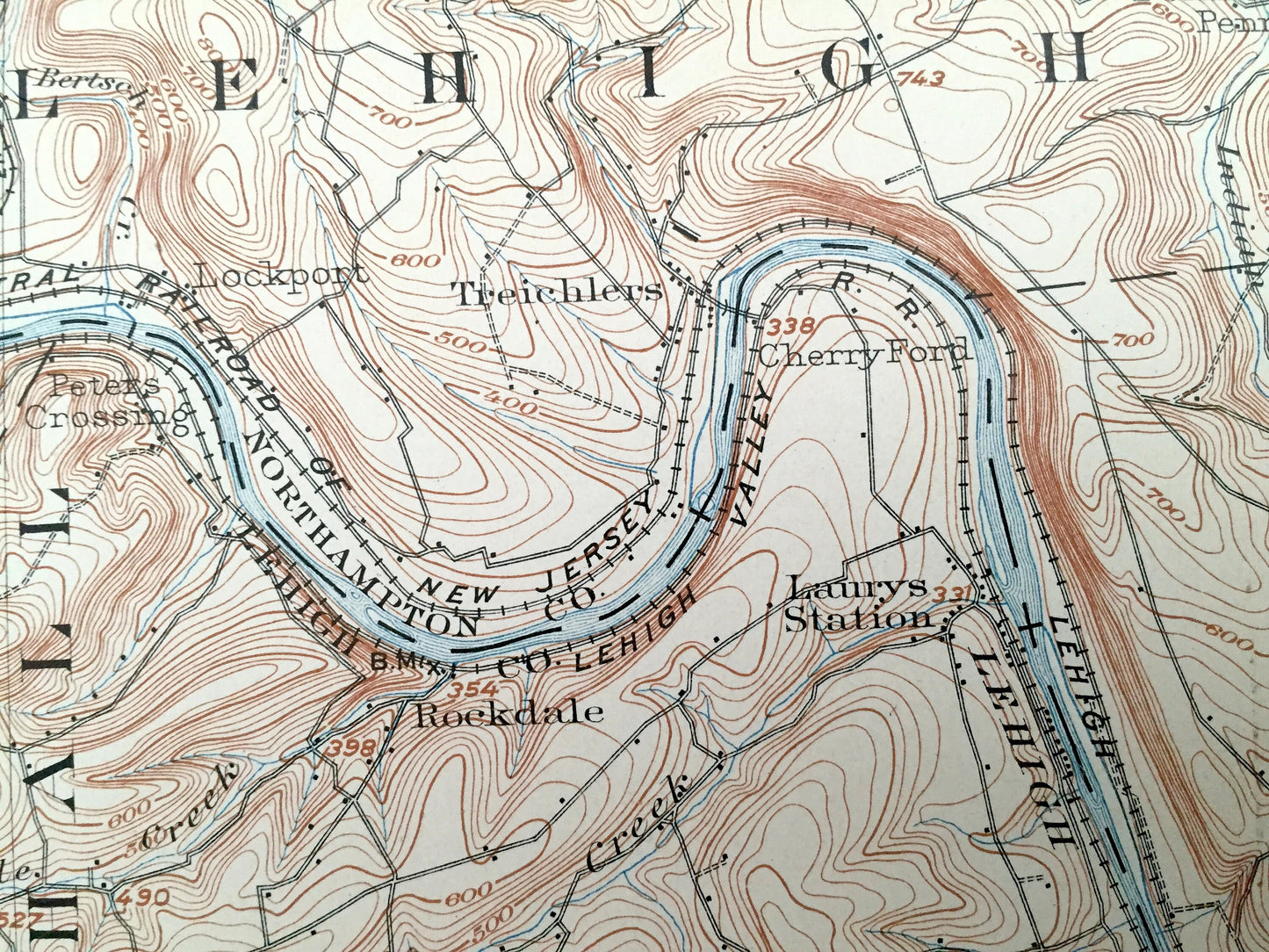 Antique Slatington, Pennsylvania 1902 US Geological Survey Topographic Map – Lehigh County, Heidelberg, Whitehall, Salisbury, Lowhill, Allen