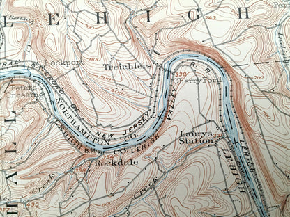 Antique Slatington, Pennsylvania 1902 US Geological Survey Topographic Map – Lehigh County, Heidelberg, Whitehall, Salisbury, Lowhill, Allen