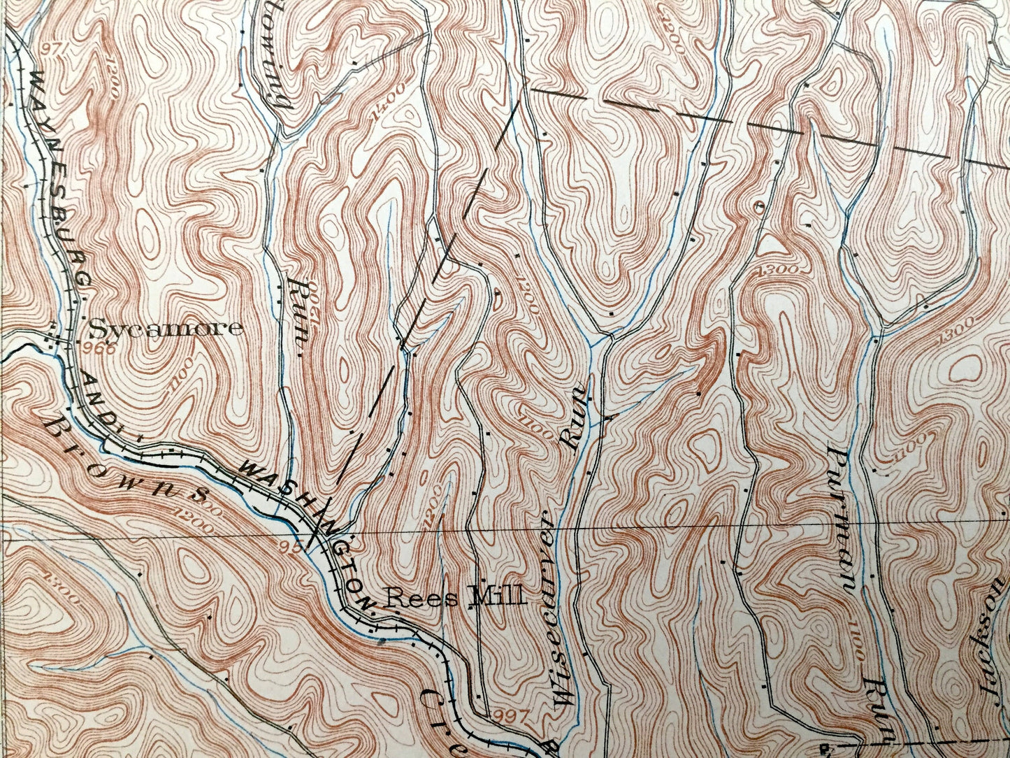 Antique Waynesburg, Pennsylvania 1904 US Geological Survey Topographic Map – Greene County, Morris, Luzerne, Dunkard, Clarksville, Jefferson