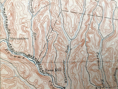 Antique Waynesburg, Pennsylvania 1904 US Geological Survey Topographic Map – Greene County, Morris, Luzerne, Dunkard, Clarksville, Jefferson