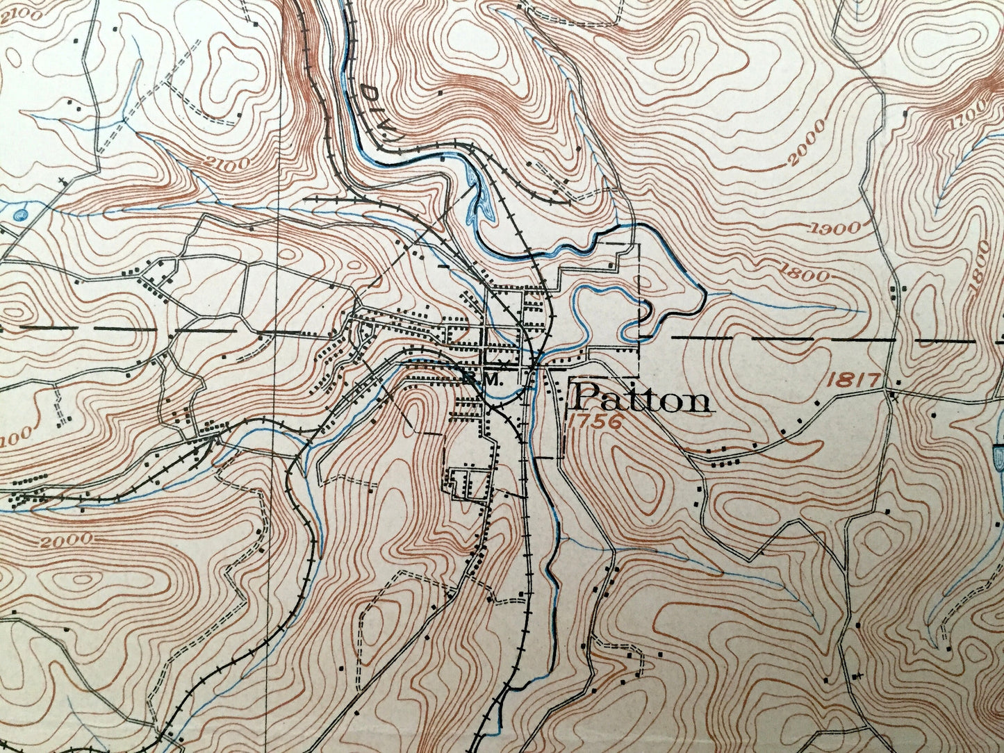 Antique Patton, Pennsylvania 1904 US Geological Survey Topographic Map – Cambria County, Burnside, Westover, Beccaria, Susquehanna, Hastings