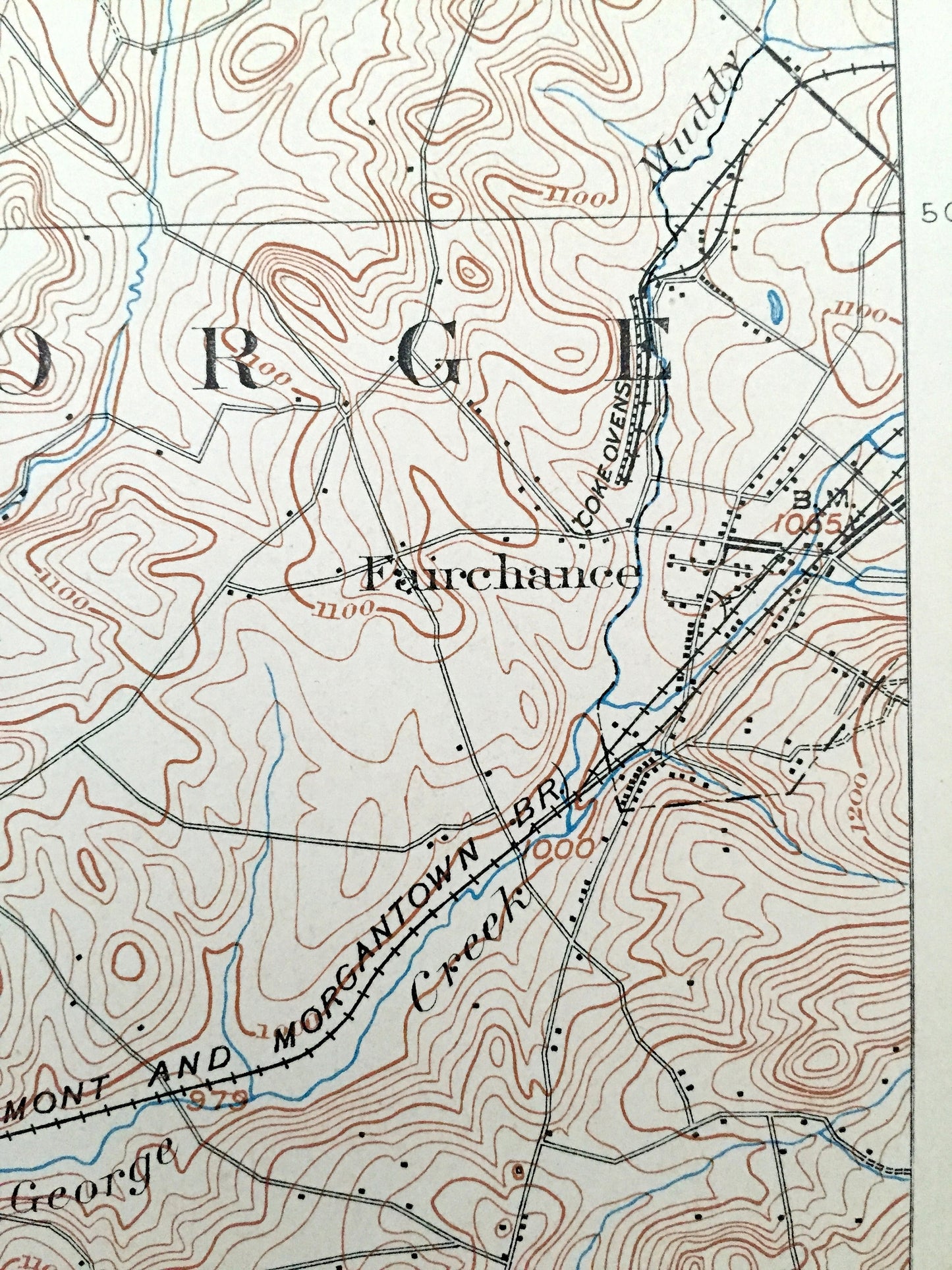 Antique Masontown, Pennsylvania 1903 US Geological Survey Topographic Map – Fayette County, Luzerne, Redstone, Springhill, Dunkard, Franklin