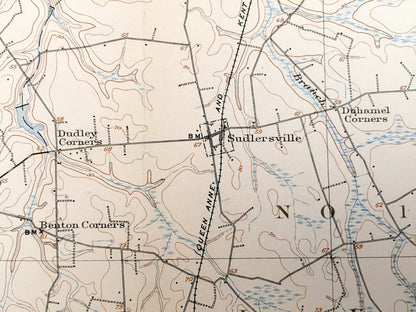 Antique Barclay, Maryland 1905 US Geological Survey Topographic Map – Caroline, Queen Anne County, Dixon, Crumpton, Henderson Church Hill MD