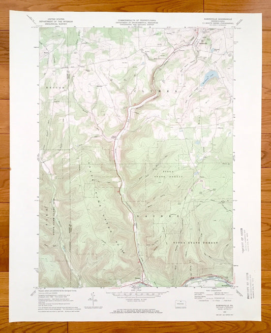 Antique Sabinsville, Pennsylvania 1969 US Geological Survey Topographic Map – Potter County, Tioga County, Gaines, Clymer, Hector, Pike