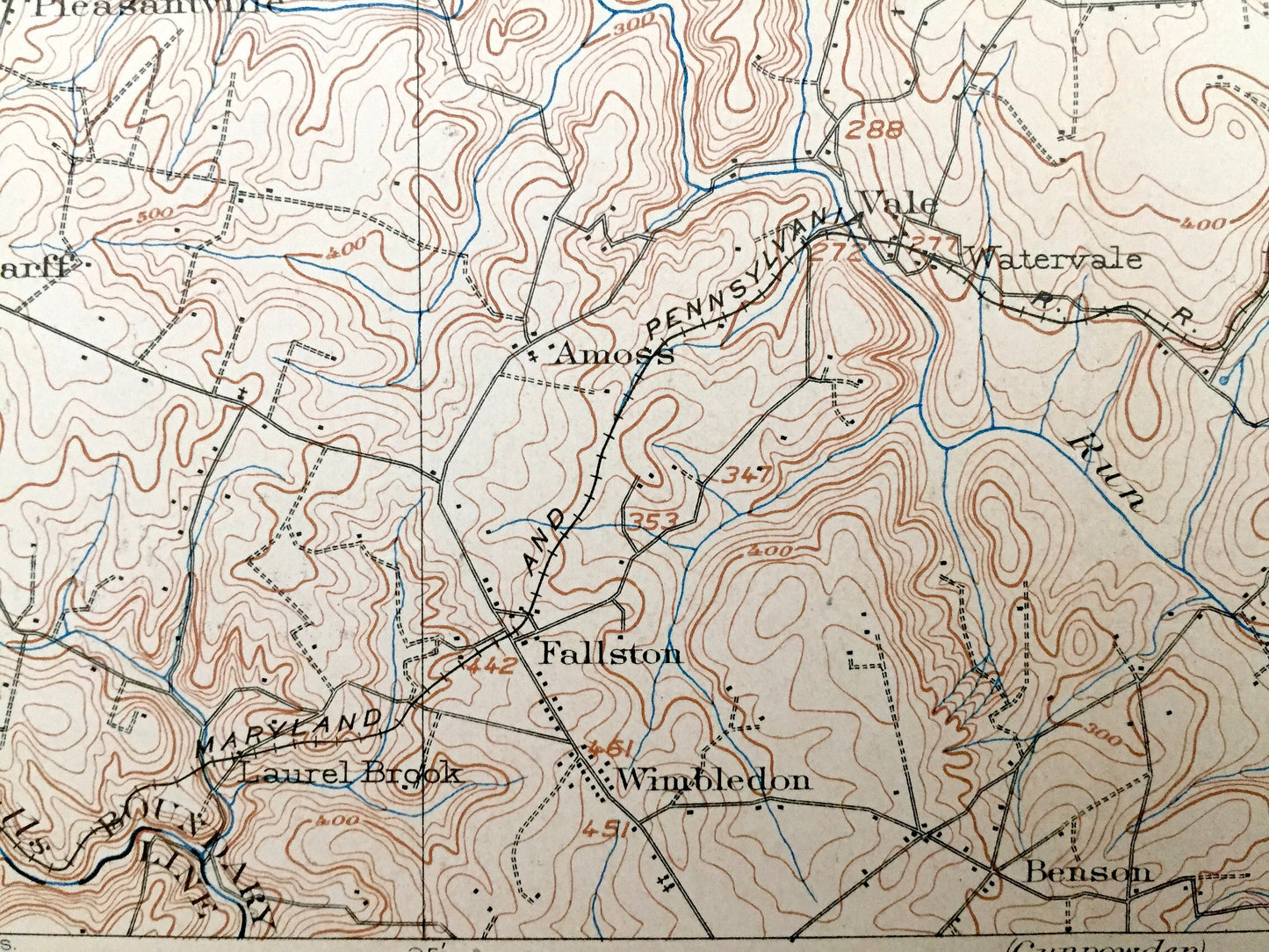 Antique Bel Air, Maryland & Pennsylvania 1901 US Geological Survey Topographic Map– Harford County, Abingdon, Marshall, Dublin, Peach Bottom
