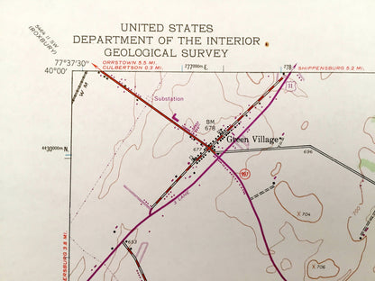Antique Scotland, Pennsylvania 1944 US Geological Survey Topographic Map – Franklin County, Southampton, Greene, Guilford, Green Village