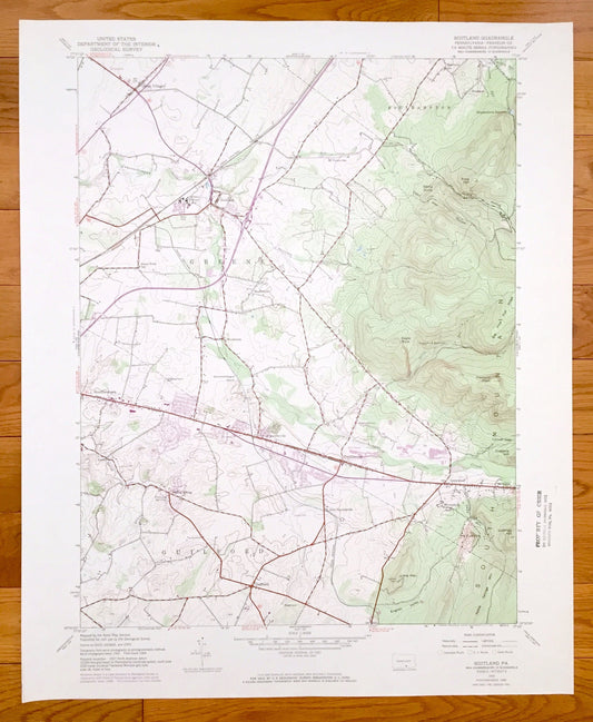 Antique Scotland, Pennsylvania 1944 US Geological Survey Topographic Map – Franklin County, Southampton, Greene, Guilford, Green Village