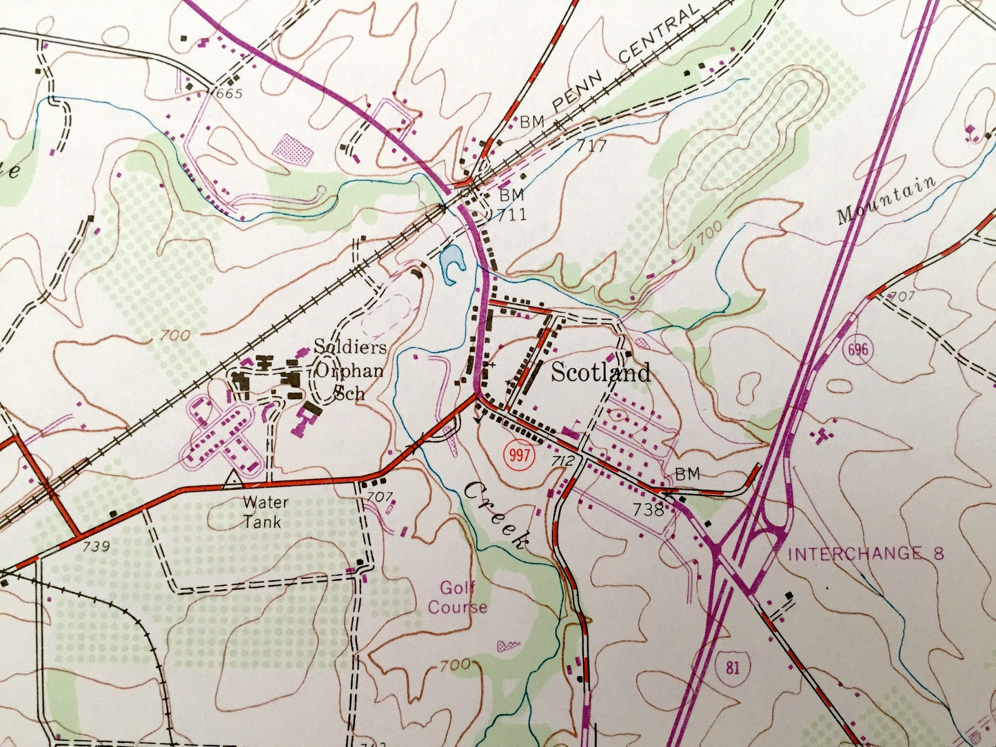 Antique Scotland, Pennsylvania 1944 US Geological Survey Topographic Map – Franklin County, Southampton, Greene, Guilford, Green Village