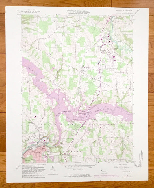 Antique Sharpsville, Pennsylvania 1958 US Geological Survey Topographic Map – Mercer County, South Pymatuning, West Salem, Shenango River PA