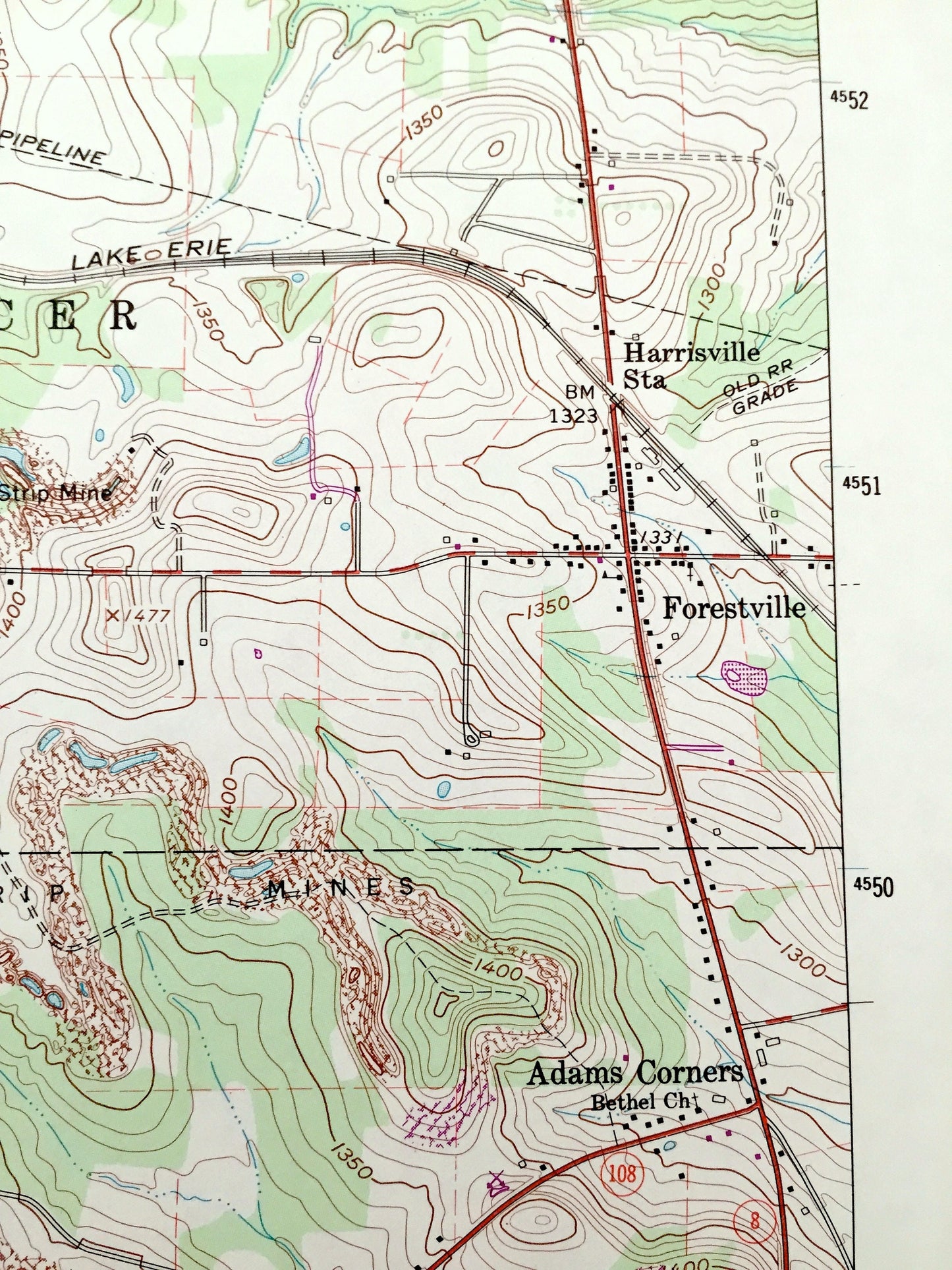 Antique Slippery Rock, Pennsylvania 1961 US Geological Survey Topographic Map – Butler County, Mercer, Lawrence, Worth, Brady, Armstrong, PA