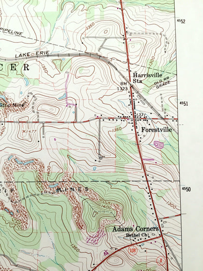 Antique Slippery Rock, Pennsylvania 1961 US Geological Survey Topographic Map – Butler County, Mercer, Lawrence, Worth, Brady, Armstrong, PA