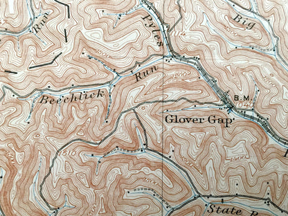 Antique Mannington, West Virginia 1905 US Geological Survey Topographic Map – Marion County, Clay, Springhill, Gilmore, Battelle, Cottontown