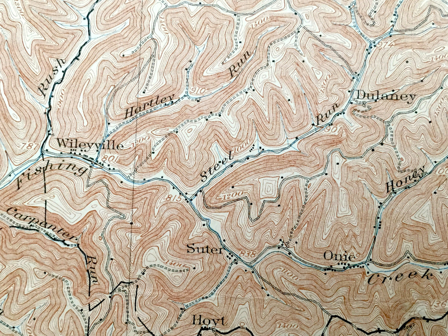 Antique Littleton, West Virginia 1905 US Geological Survey Topographic Map – Wetzel County, Proctor, Galmish, Pinegrove Meade Jacksonburg WV