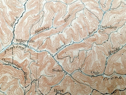 Antique Littleton, West Virginia 1905 US Geological Survey Topographic Map – Wetzel County, Proctor, Galmish, Pinegrove Meade Jacksonburg WV