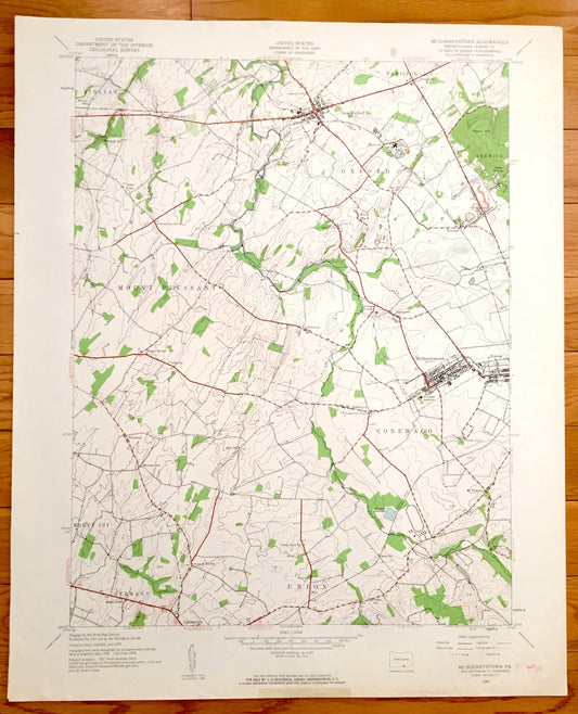 Antique McSherrystown, Pennsylvania 1944 US Geological Survey Topographic Map – Oxford, Conewago, Union, Mount Pleasant, Germany, Mount Joy