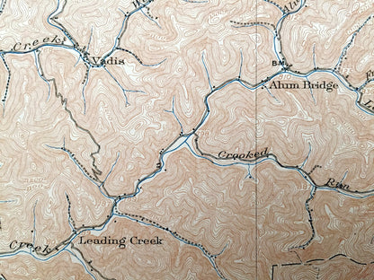 Antique Vadis, West Virginia 1904 US Geological Survey Topographic Map – Lewis County, Greenbrier, Courthouse, New Milton, Southwest, WV