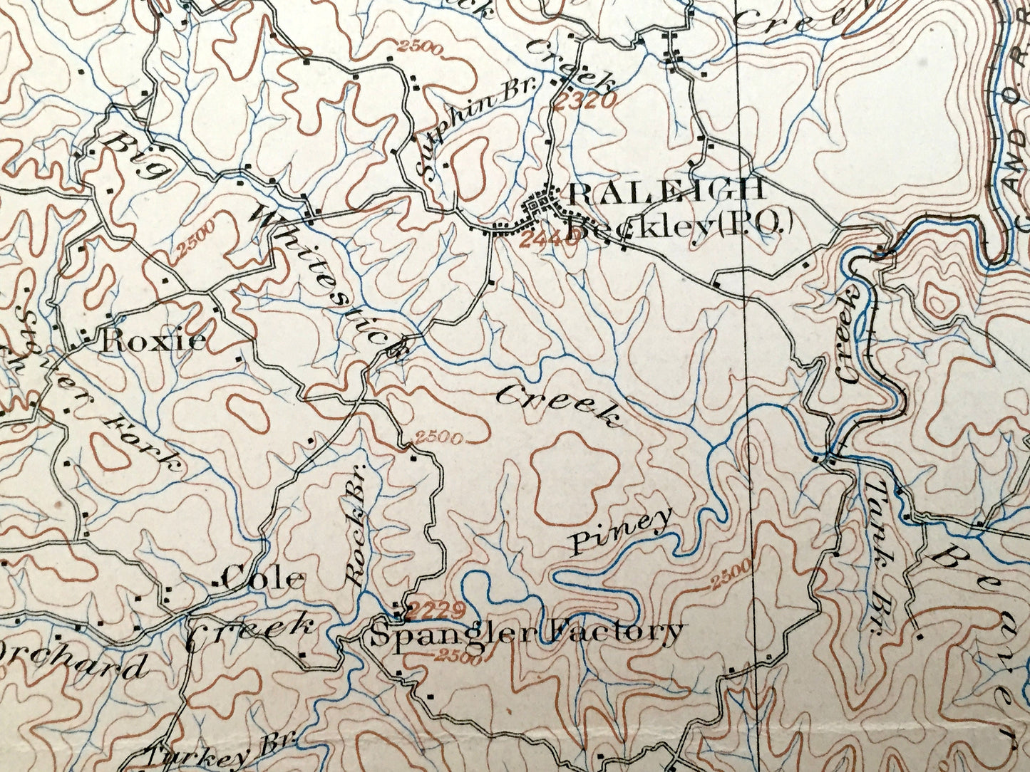 Antique Raleigh, West Virginia 1902 US Geological Survey Topographic Map – Raleigh County, Cedarburg, Beechwood, Lawson, Hampton, Table Rock