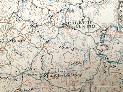 Antique Raleigh, West Virginia 1902 US Geological Survey Topographic Map – Raleigh County, Cedarburg, Beechwood, Lawson, Hampton, Table Rock