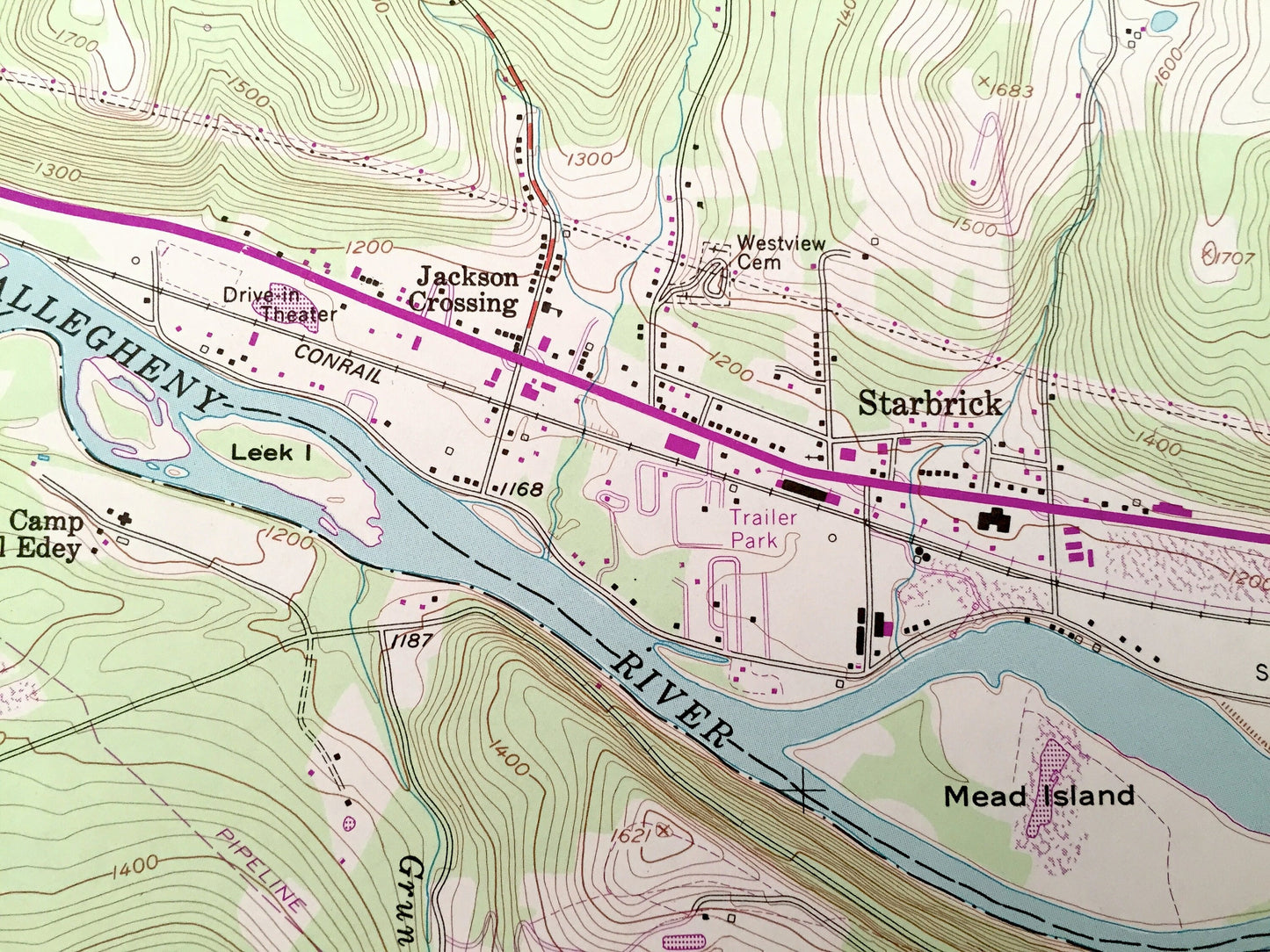 Antique Warren, Pennsylvania 1954 US Geological Survey Topographic Map – Warren County, Conewango, Pleasant, Watson, Mead, Glade, Starbrick