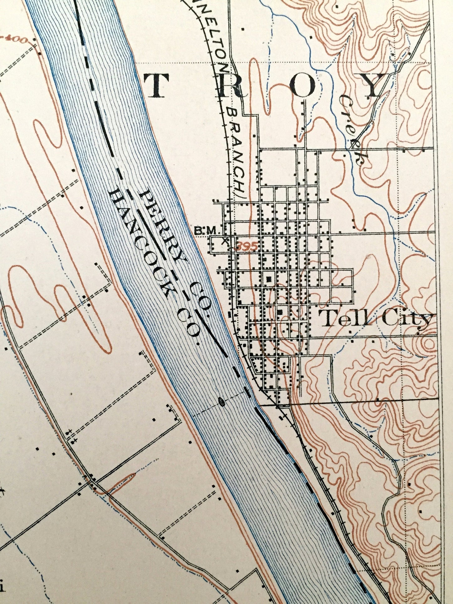 Antique Tell City, Indiana 1903 US Geological Survey Topographic Map – Perry County, Troy, Huff, Knottsville, Scythia Lewisport Grandview IN
