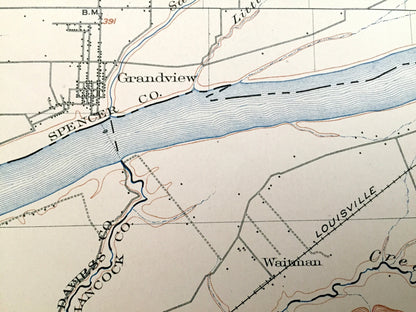 Antique Tell City, Indiana 1903 US Geological Survey Topographic Map – Perry County, Troy, Huff, Knottsville, Scythia Lewisport Grandview IN