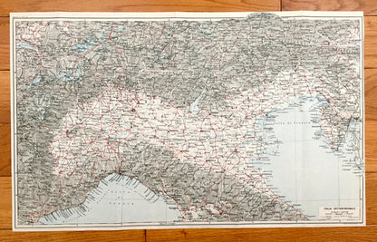 Antique 1937 Northern Italy Map from Muirhead's Blue Guides & Baedekers – Tuscany, Florence, Venice, Pisa, Milan, Bologna, Milan, Turin