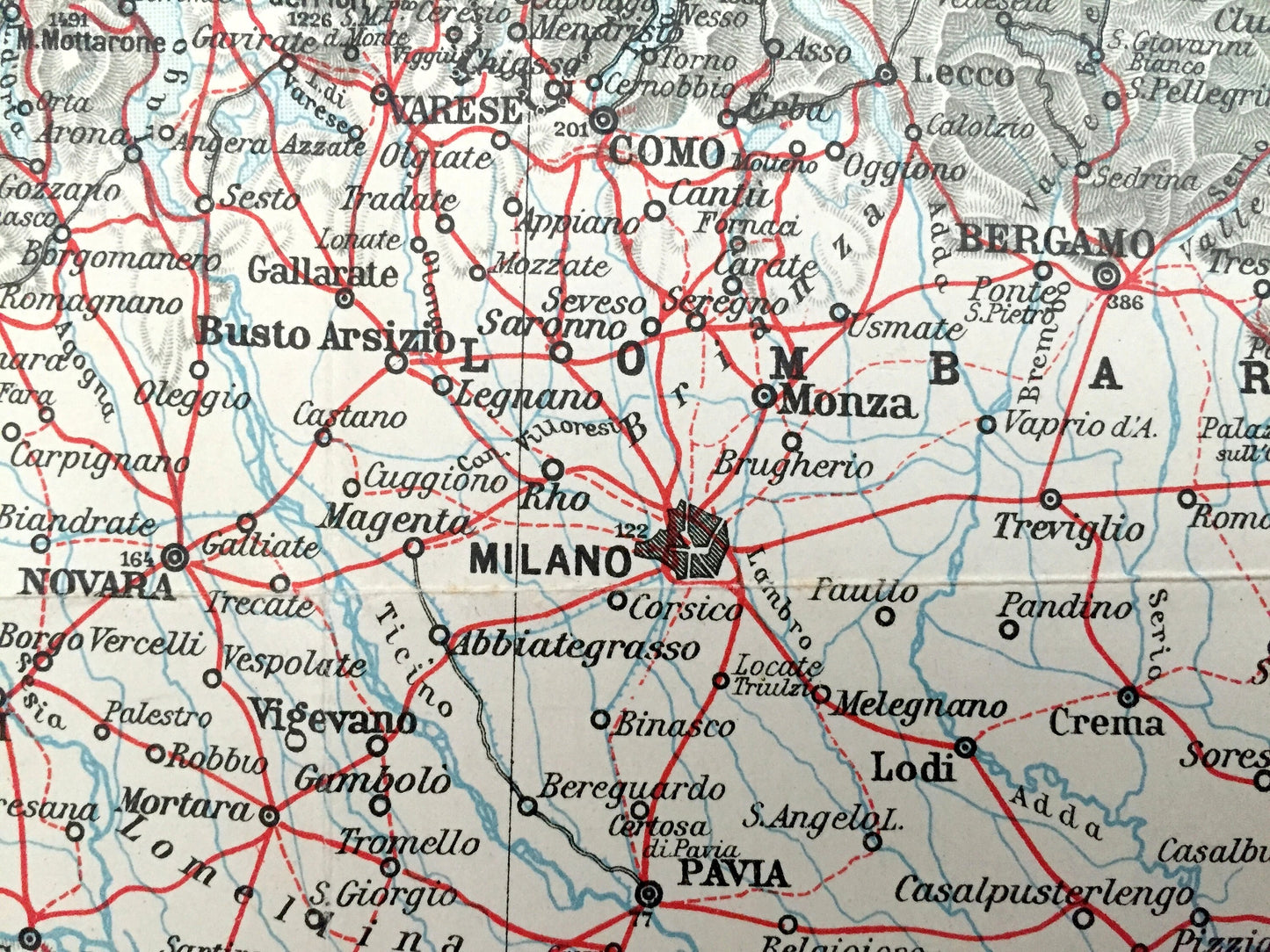 Antique 1937 Northern Italy Map from Muirhead's Blue Guides & Baedekers – Tuscany, Florence, Venice, Pisa, Milan, Bologna, Milan, Turin