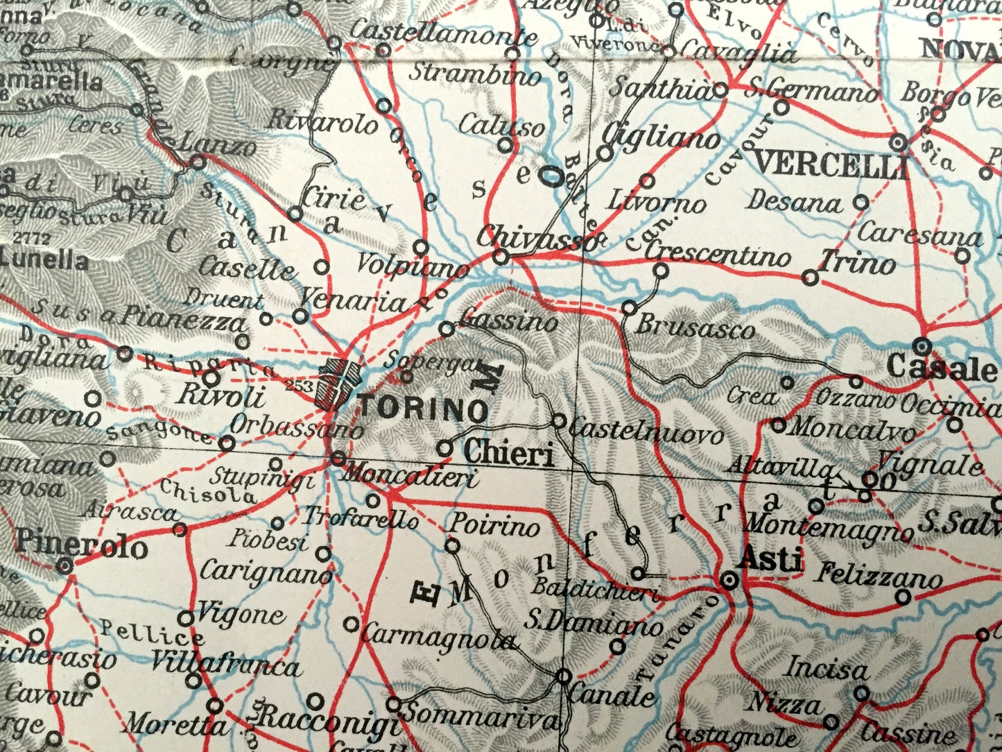 Antique 1937 Northern Italy Map from Muirhead's Blue Guides & Baedekers – Tuscany, Florence, Venice, Pisa, Milan, Bologna, Milan, Turin
