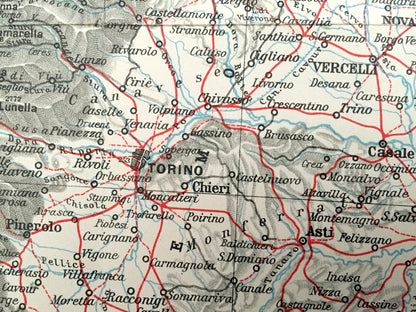 Antique 1937 Northern Italy Map from Muirhead's Blue Guides & Baedekers – Tuscany, Florence, Venice, Pisa, Milan, Bologna, Milan, Turin