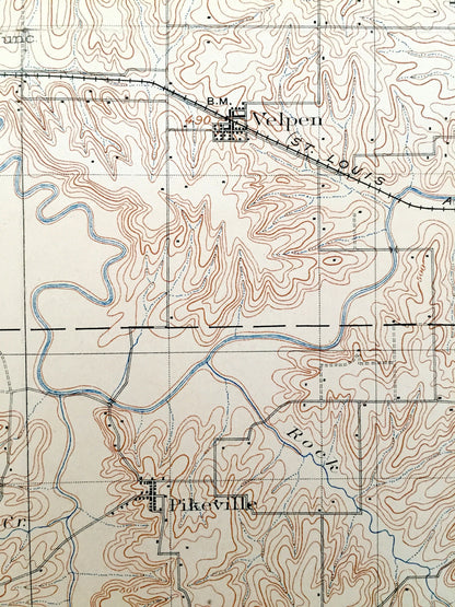 Antique Velpen, Indiana 1903 US Geological Survey Topographic Map – Pike and Dubois County, Pikeville, Augusta, Otwell, Winslow, Ireland, IN