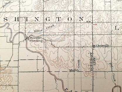 Antique Petersburg, Indiana 1903 US Geological Survey Topographic Map – Pike, Gibson and Knox County, Oakland City, Francisco, Glezen, IN