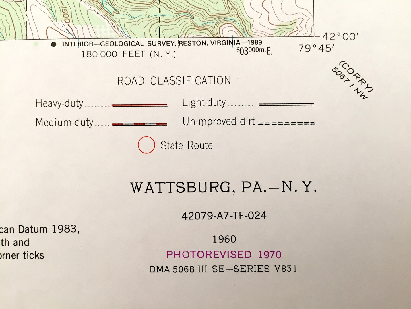 Antique Wattsburg, Pennsylvania 1960 US Geological Survey Topographic Map – Greenfield, Lowville, Erie County, Chautauqua County, New York,