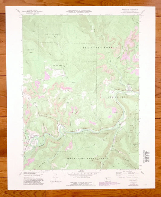 Antique Weedville, Pennsylvania 1970 US Geological Survey Topographic Map – Elk County, Jay, Benezette, Medix Run, Caledonia