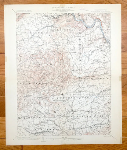 Antique Slatington, Pennsylvania 1902 US Geological Survey Topographic Map – Lehigh County, Heidelberg, Whitehall, Salisbury, Lowhill, Allen