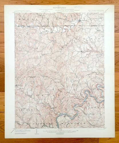 Antique Blacksville, West Virginia 1904 US Geological Survey Topographic Map – Monongalia County, Cass, Pawpaw, Lincoln Winfield Battelle WV