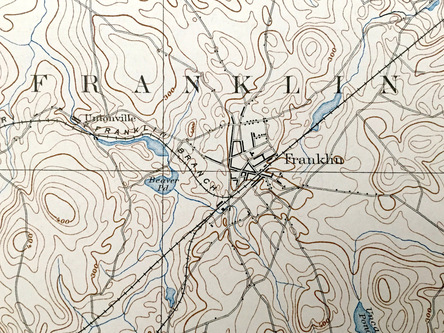 Antique  Franklin, Massachusetts 1893 US Geological Survey Topographic Map – Foxborough, Wrentham, Medfield, Hopkinton, Ashland, Walpole, MA