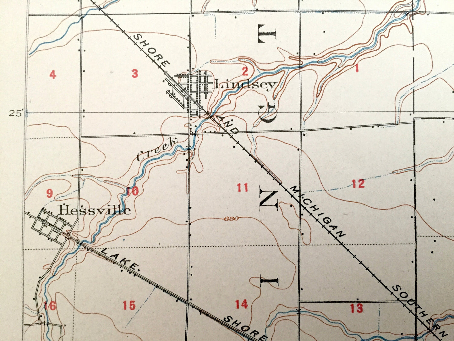 Antique Fremont, Ohio 1903 US Geological Survey Topographic Map – Sandusky County, Harris, Salem, Ballville, Green Creek, Erlin, Washington