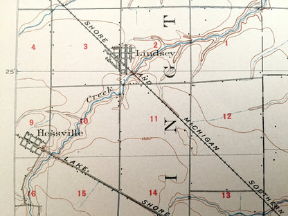 Antique Fremont, Ohio 1903 US Geological Survey Topographic Map – Sandusky County, Harris, Salem, Ballville, Green Creek, Erlin, Washington