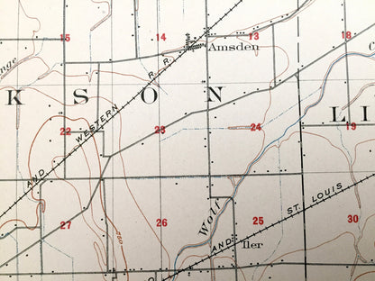 Antique Fostoria, Ohio 1903 US Geological Survey Topographic Map – Seneca County, Perry, Biglick, West Millgrove, Amsden, New Riegel, Alvada
