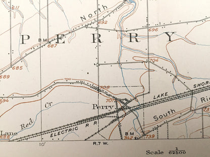 Antique Perry, Ohio 1905 US Geological Survey Topographic Map – Lake County, Painesville, Redbird, Harpersfield, Geneva, Unionville, Madison