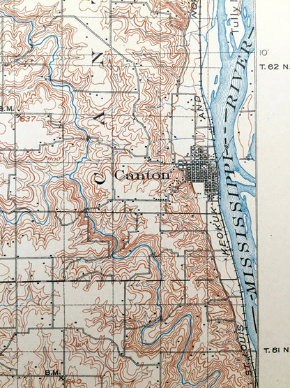 Antique Kahoka, Missouri 1903 US Geological Survey Topographic Map – Lewis, Clark, Knox, Scotland County, La Belle, Lagrange, Monticello, MO