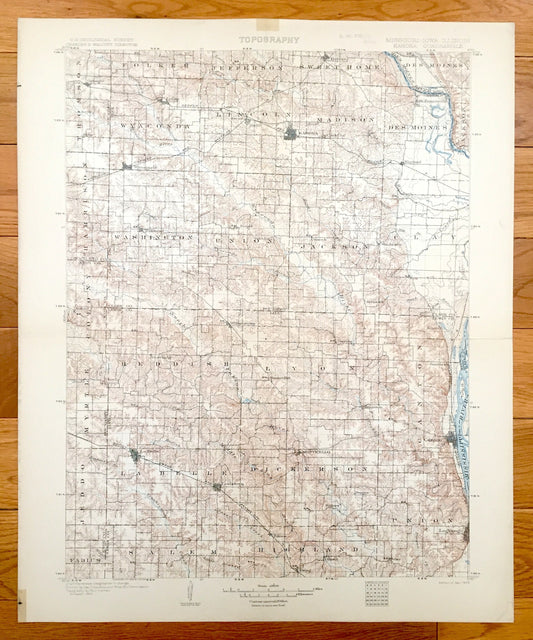 Antique Kahoka, Missouri 1903 US Geological Survey Topographic Map – Lewis, Clark, Knox, Scotland County, La Belle, Lagrange, Monticello, MO