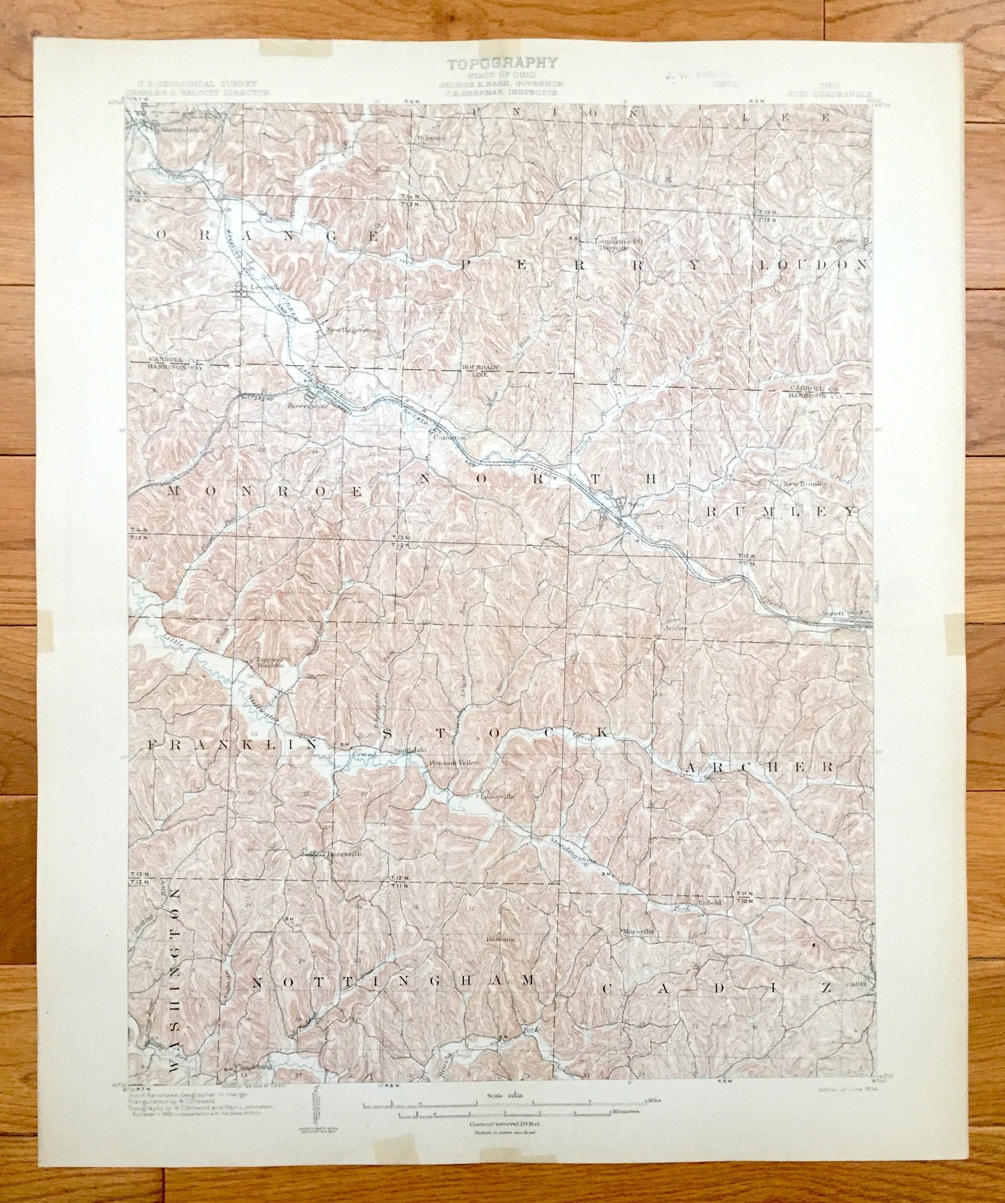 Antique Scio, Ohio 1904 US Geological Survey Topographic Map – Carroll County, Orange, Rumley, Archer, Nottingham, Bowerston, Kilgore, North