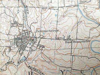 Antique Bonneterre, Missouri 1905 US Geological Survey Topographic Map – Washington, St Francois County, Desloge, Flat River, Central, MO